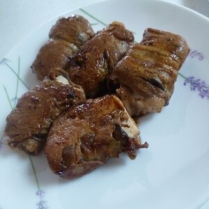 茄子も巻いて☆肉巻豆腐のにんにくバター醤油味♪